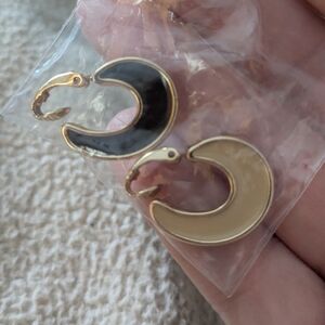 AVON Shades Of Fashion Vintage Gold-Tone Clip Earrings, Cream & Dark Brown!!!!